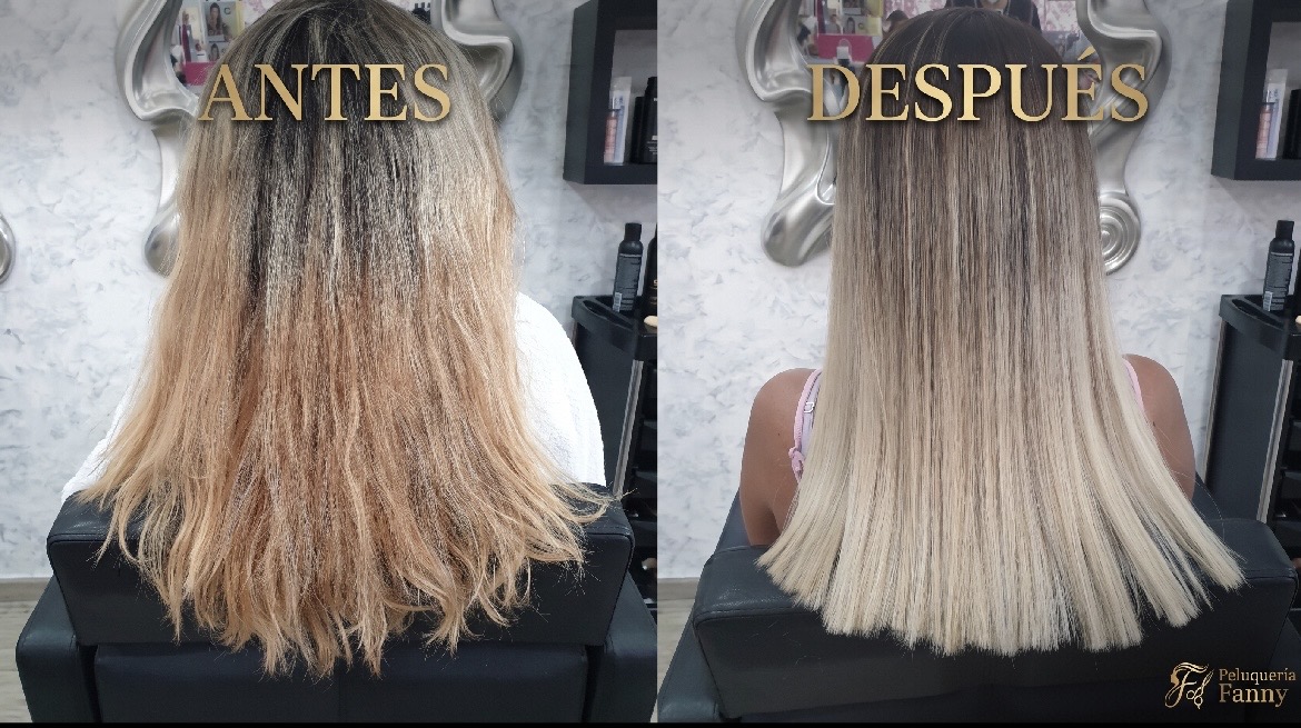 Cambio balayage en tonos blancos